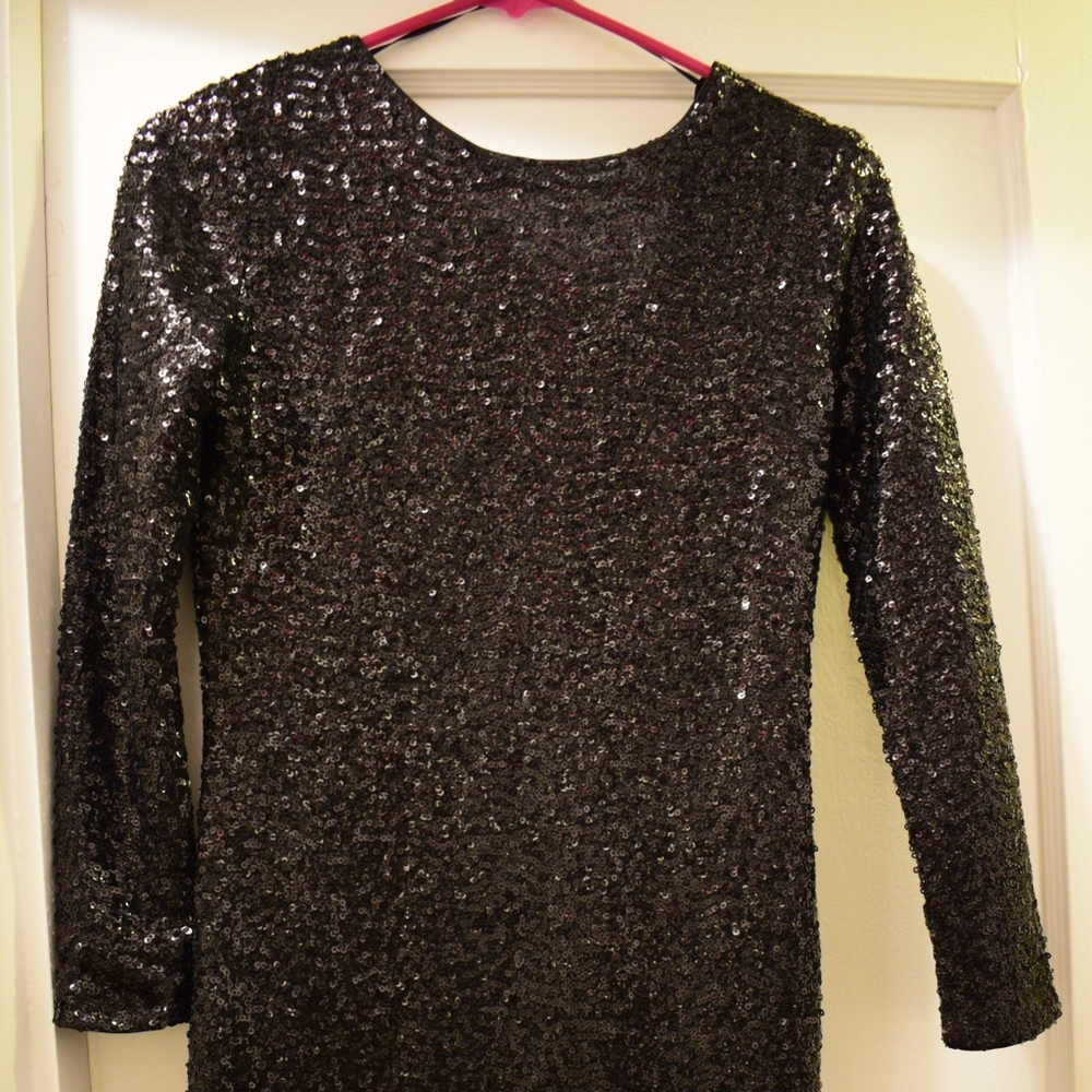 Black sequin mini dress